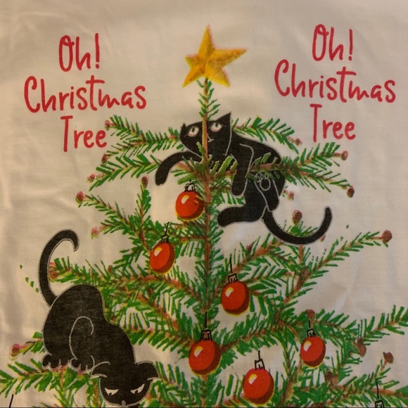 Oh Christmas Tree Cats Sleep Shirt White - Picture 7 of 7